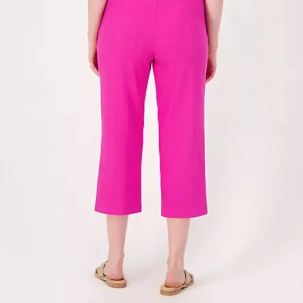 Isaac Mizrahi Live! Regular Textured Knit Crop Pants Pink Small A608120
